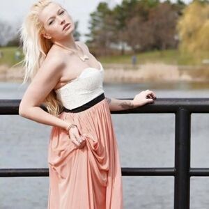 Womens Rue21 Whimsical Lace Bodice Strapless & Chiffon Evening Dress - Sz S